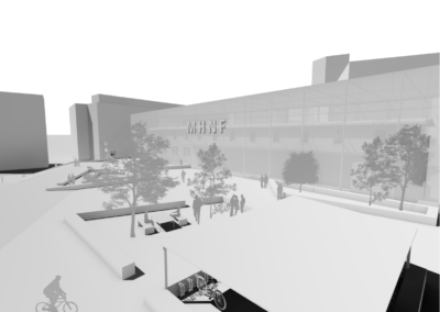 Plan 3D, Concours pour la rénovation du Musée d'Histoire Naturelle de Fribourg. Le projet imaginé mêle architecture, art et énergie.