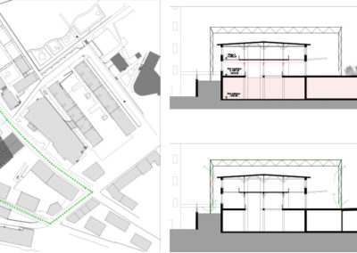 Plans et coupes, Concours pour la rénovation du Musée d'Histoire Naturelle de Fribourg. Le projet imaginé mêle architecture, art et énergie.